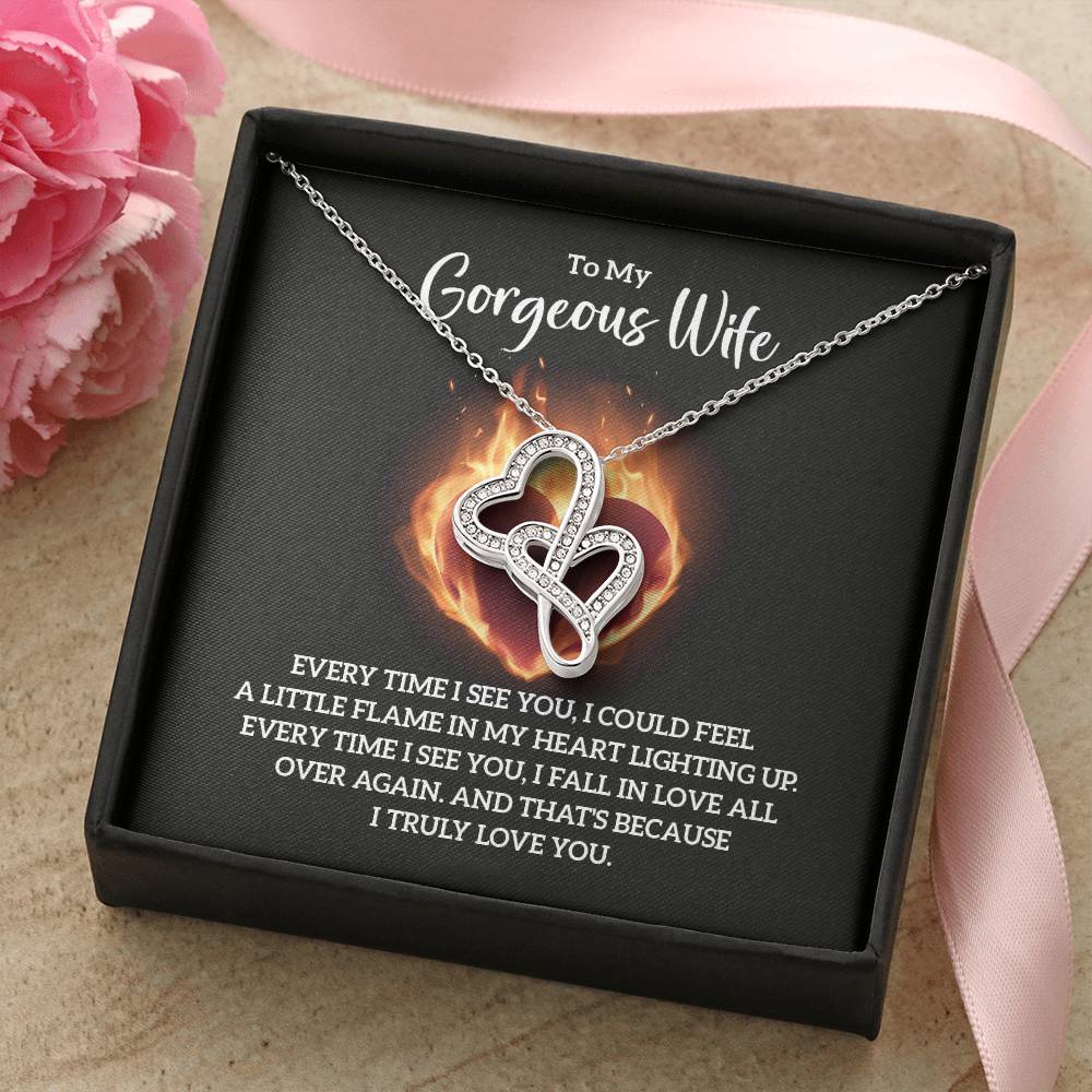 To My Gorgeous Wife - e heart to heart necklace