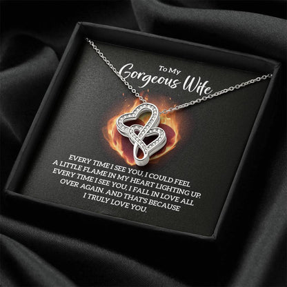 To My Gorgeous Wife - e heart to heart necklace