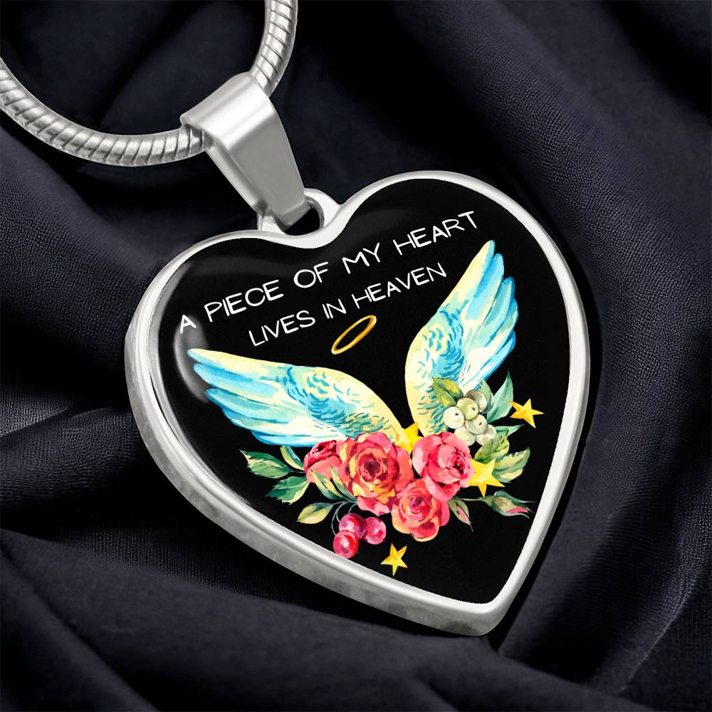 A Piece of My Heart Lives in Heaven Heart Necklace-[Heartfelt Family Gift]