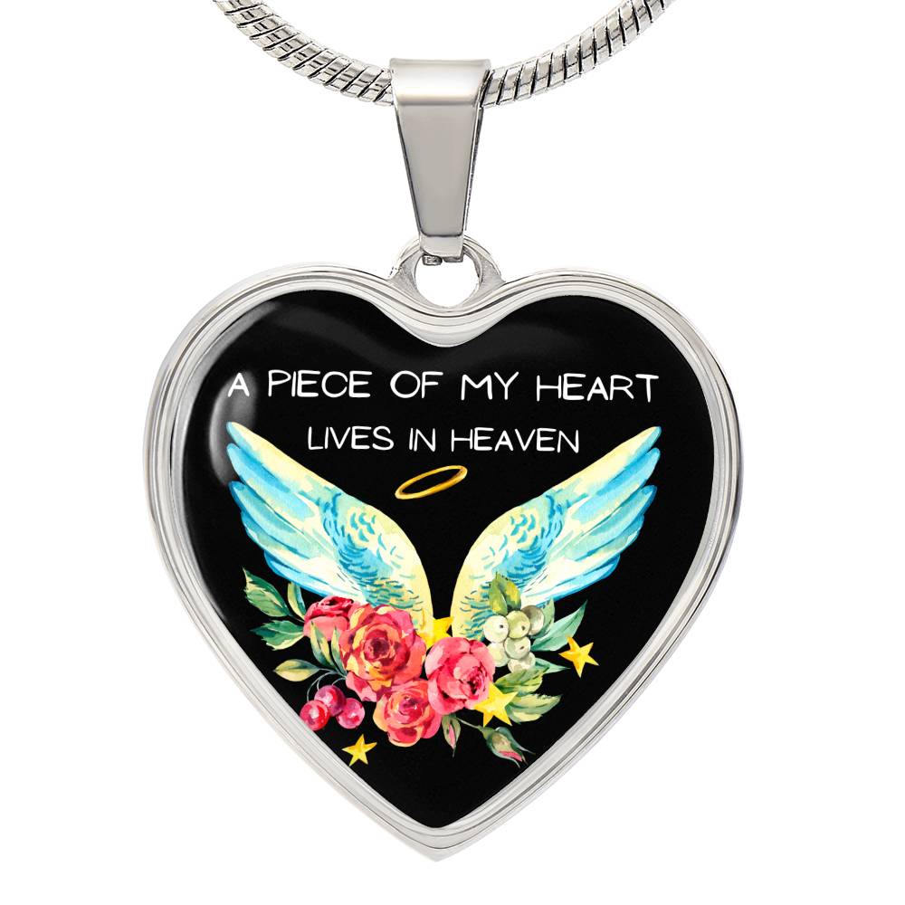 A Piece of My Heart Lives in Heaven Heart Necklace-[Heartfelt Family Gift]