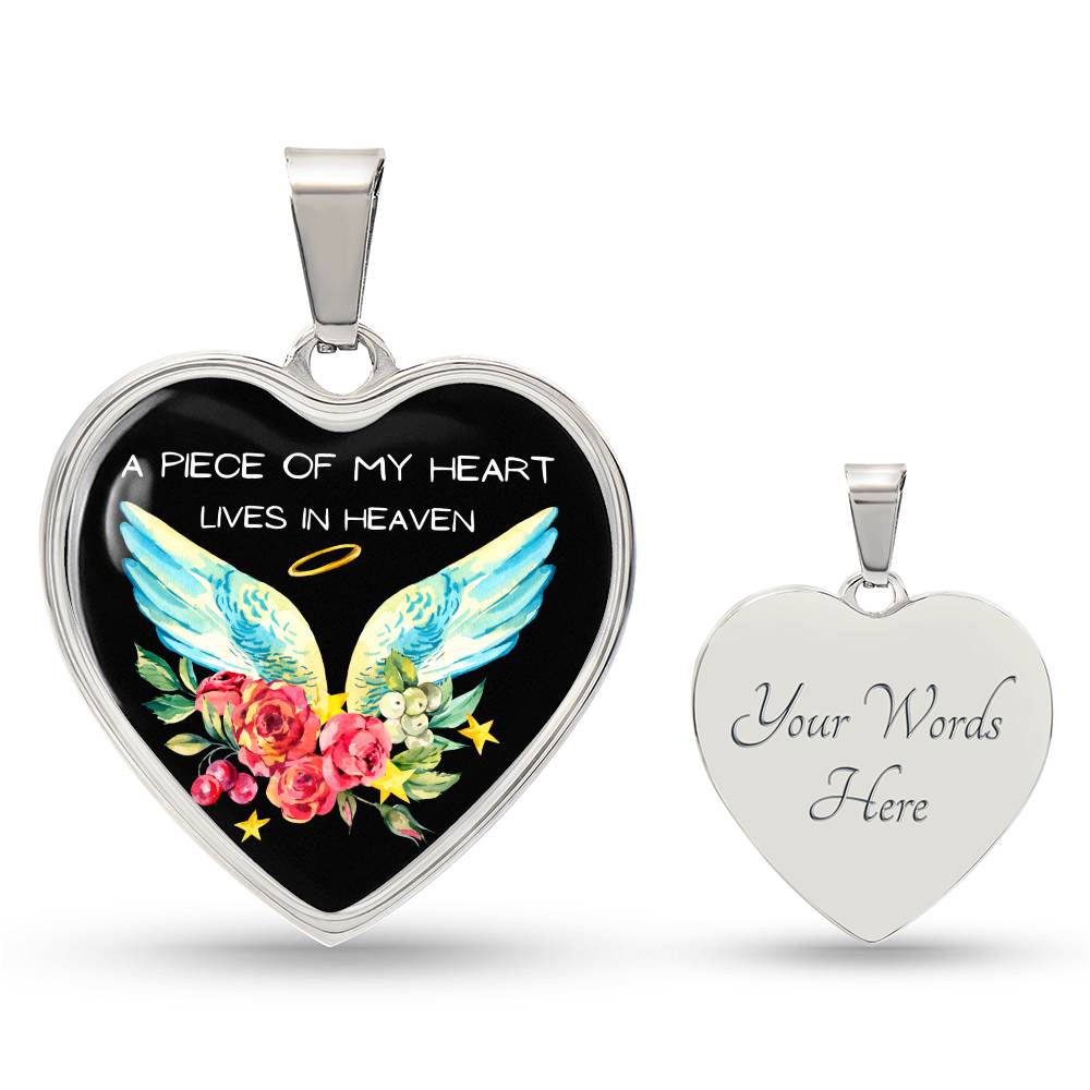 A Piece of My Heart Lives in Heaven Heart Necklace-[Heartfelt Family Gift]