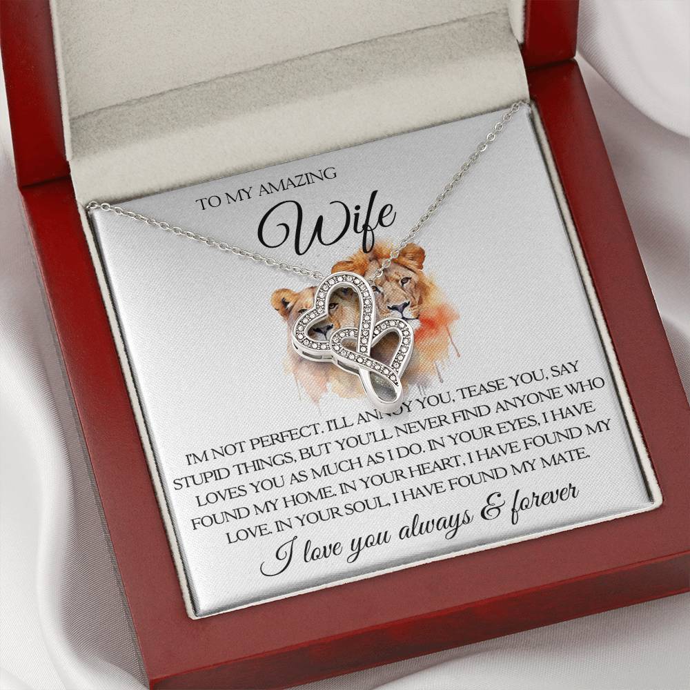 To My Wife Heart to Heart Necklace-[Heartfelt Family Gift]