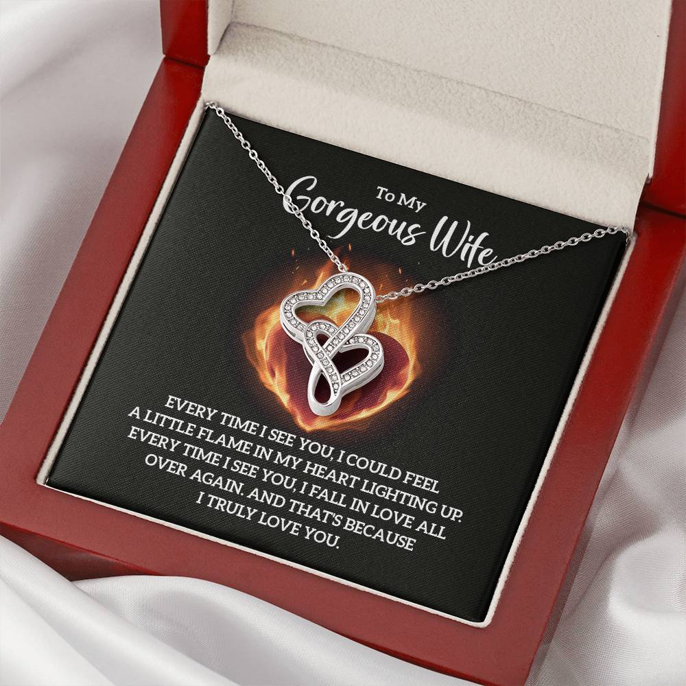 To My Gorgeous Wife - e heart to heart necklace