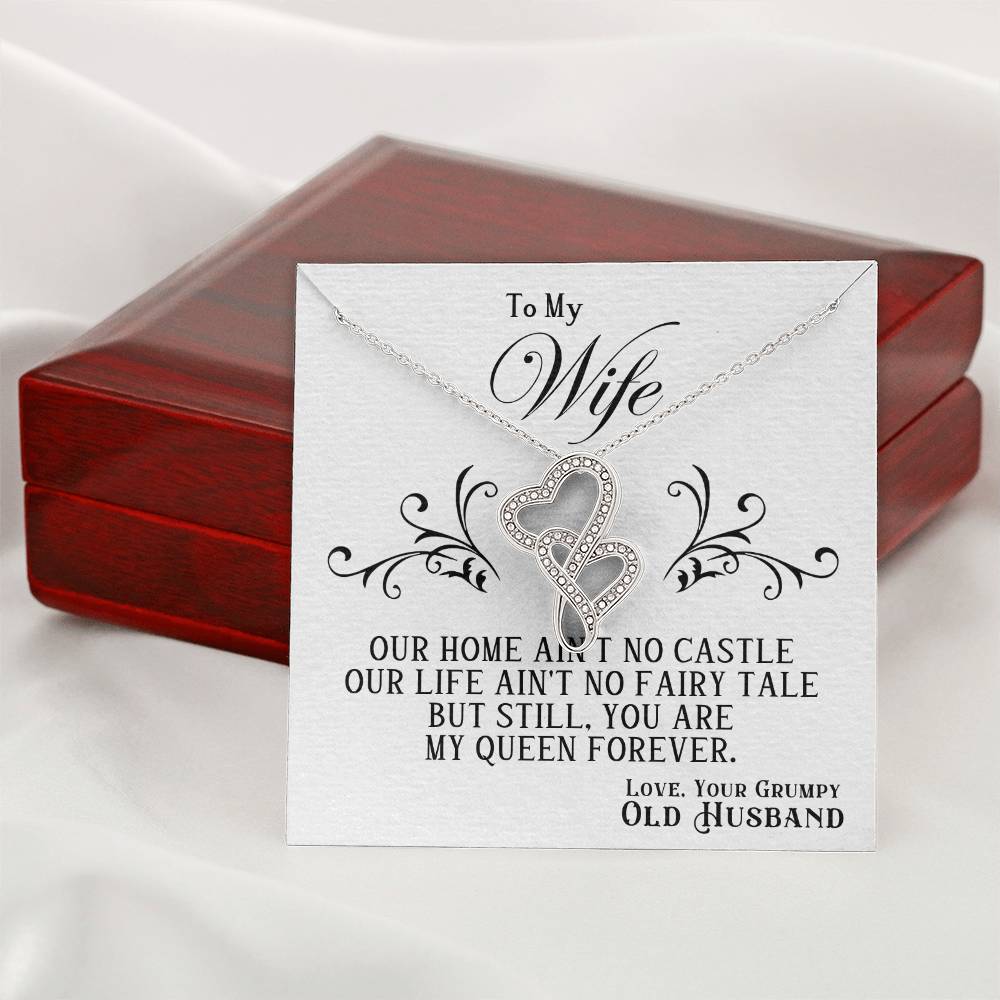 To My Wife Heart to Heart Necklace Gift-[product type]