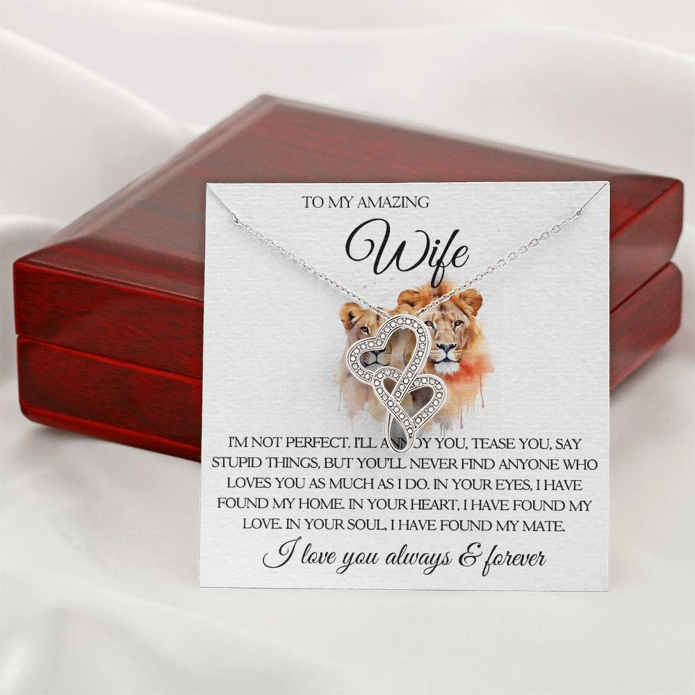 To My Wife Heart to Heart Necklace-[Heartfelt Family Gift]