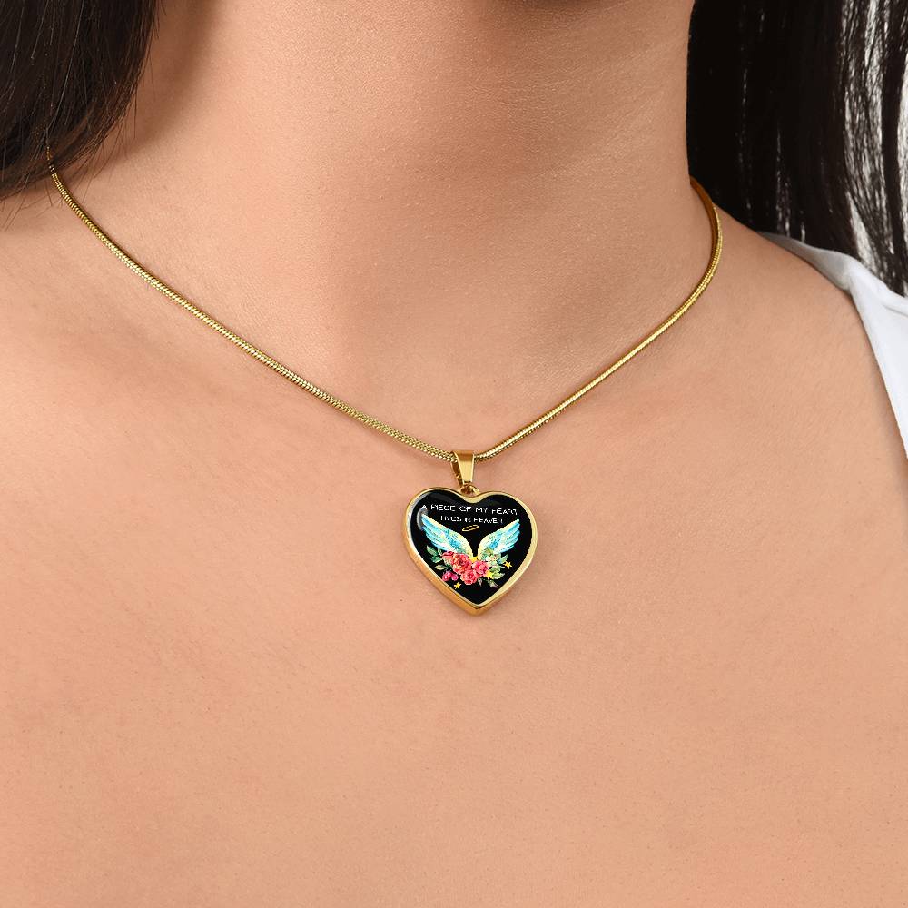 A Piece of My Heart Lives in Heaven Heart Necklace-[Heartfelt Family Gift]