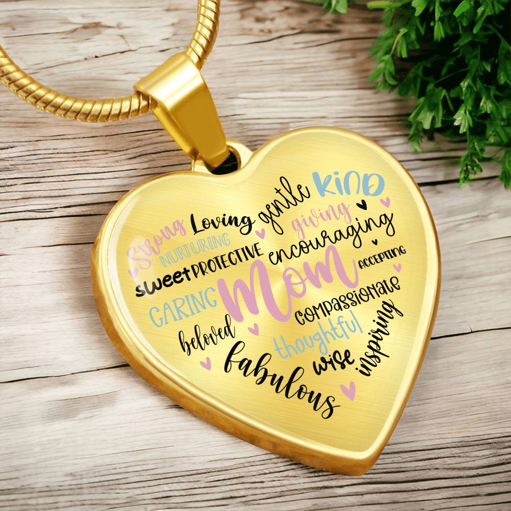 Mom Engraved Heart Necklace-[product type]