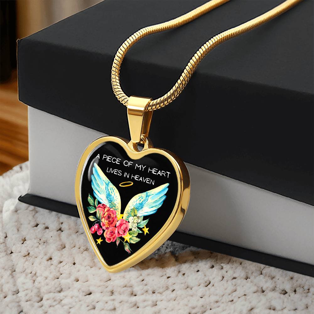 A Piece of My Heart Lives in Heaven Heart Necklace-[Heartfelt Family Gift]