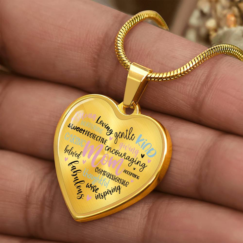 Mom Engraved Heart Necklace-[product type]