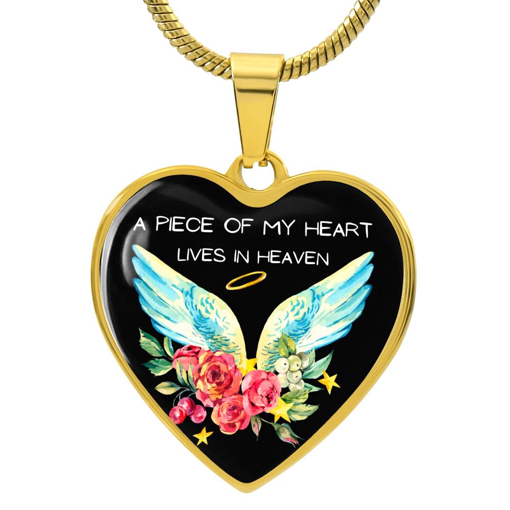 A Piece of My Heart Lives in Heaven Heart Necklace-[Heartfelt Family Gift]