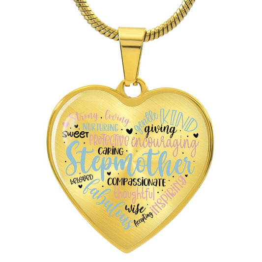 Stepmother  Engraved Heart Necklace-[product type]