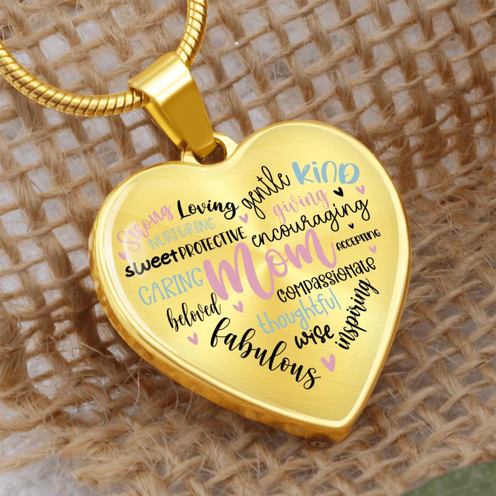 Mom Engraved Heart Necklace-[product type]