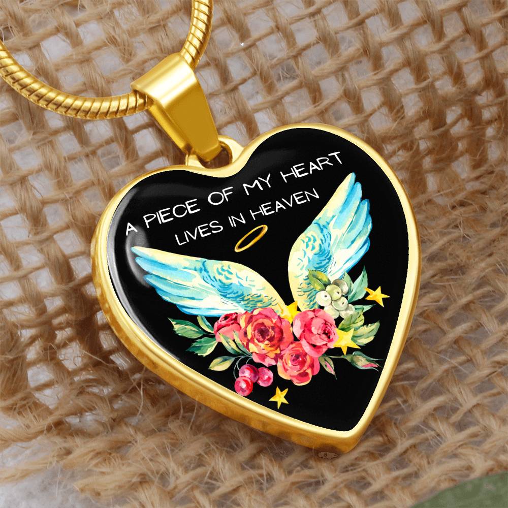 A Piece of My Heart Lives in Heaven Heart Necklace-[Heartfelt Family Gift]