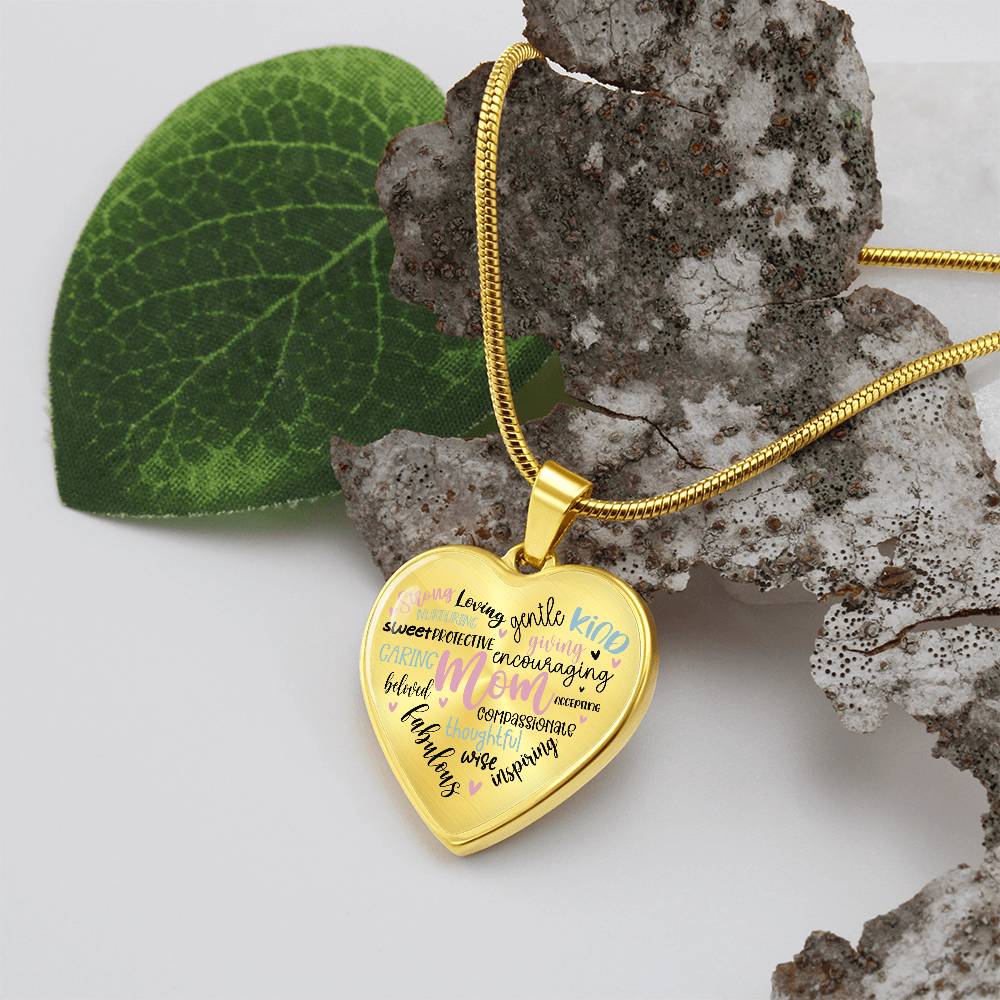 Mom Engraved Heart Necklace-[product type]