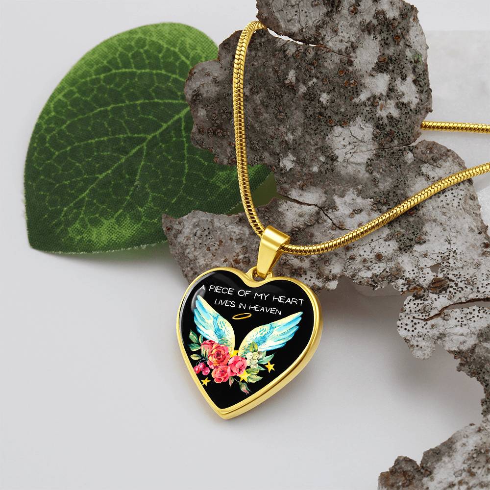 A Piece of My Heart Lives in Heaven Heart Necklace-[Heartfelt Family Gift]