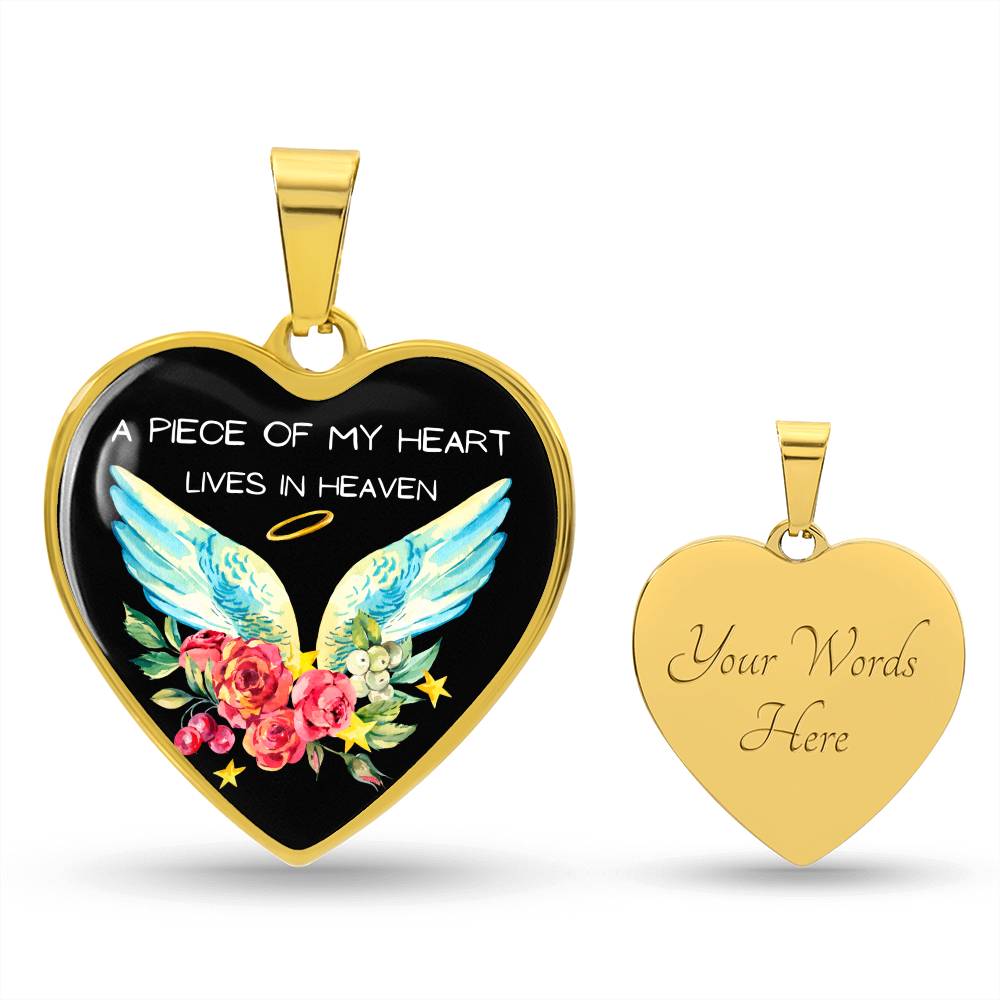 A Piece of My Heart Lives in Heaven Heart Necklace-[Heartfelt Family Gift]