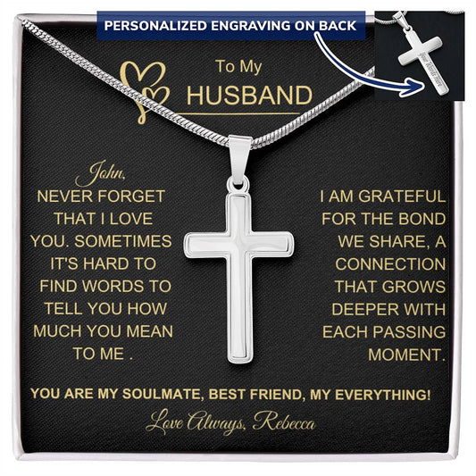 Husband Cross Necklace on Cable Chain