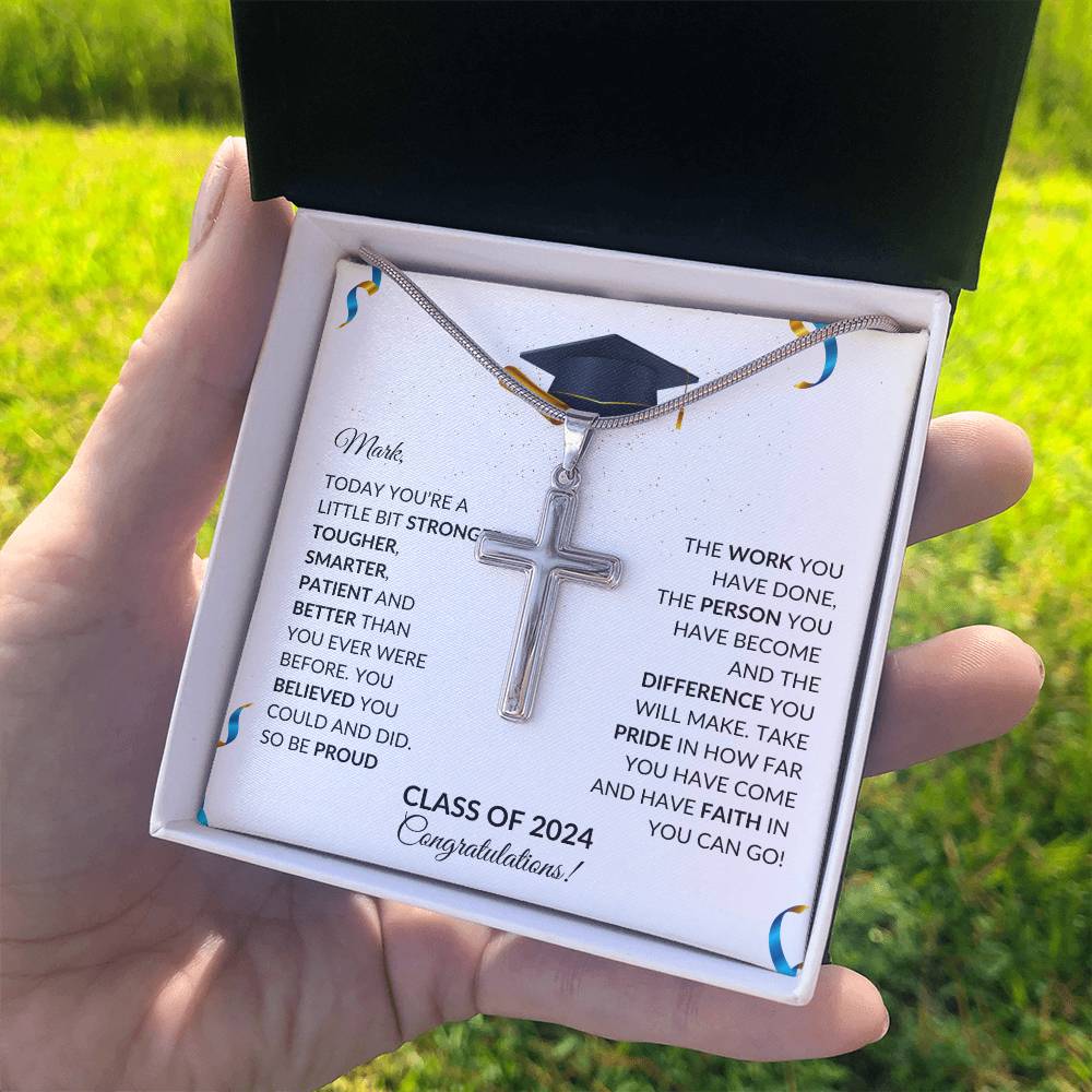 Class of 2024 Engraved Cross Necklace Graduation Gift-[product type]