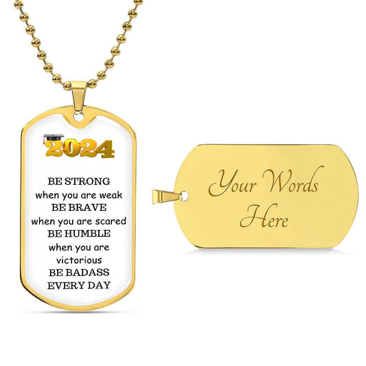 Class of 2024 Engraved Military Style Graduation Necklace Gift for Him-[product type]