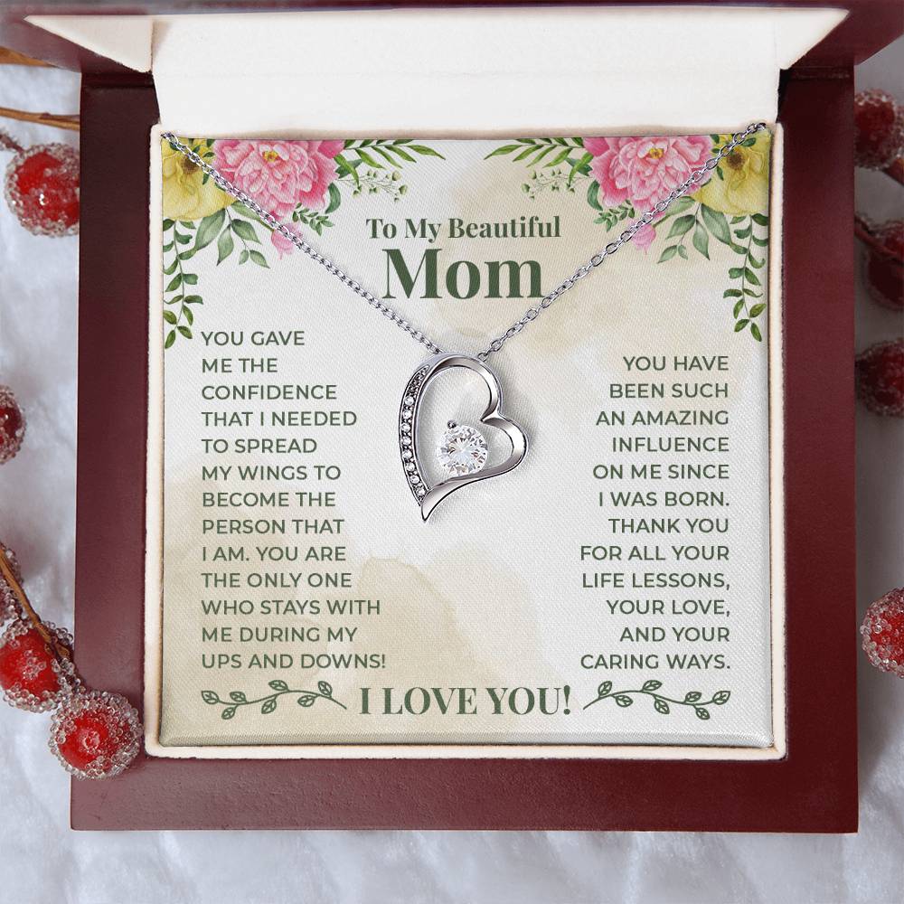 To My Beautiful Mom -An Amazing Influence-  Heart Necklace Gift-[product type]