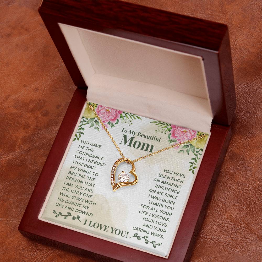 To My Beautiful Mom -An Amazing Influence-  Heart Necklace Gift-[product type]