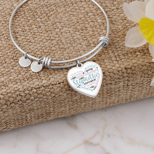 Stepmother  Heart Bangle Bracelet with Engraving-[product type]