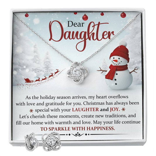 Daughter Necklace and Earring Christmas Gift Set-[product type]