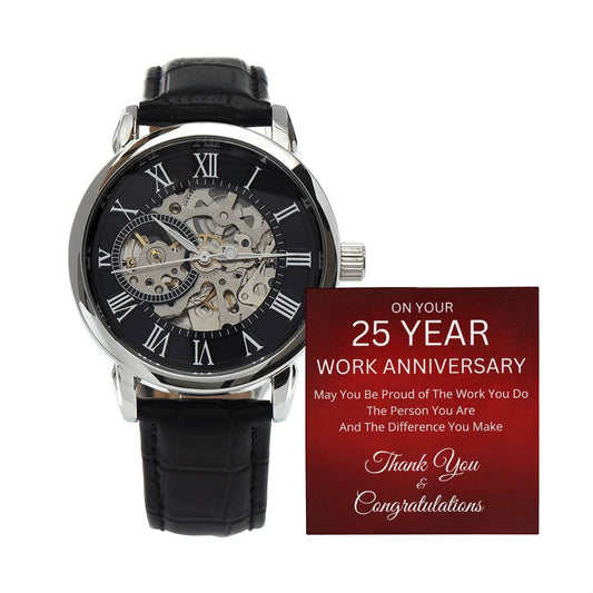 25 Year Work Anniversary Gift -Men's Mechanical Watch with LED Gift Box-Jewelry