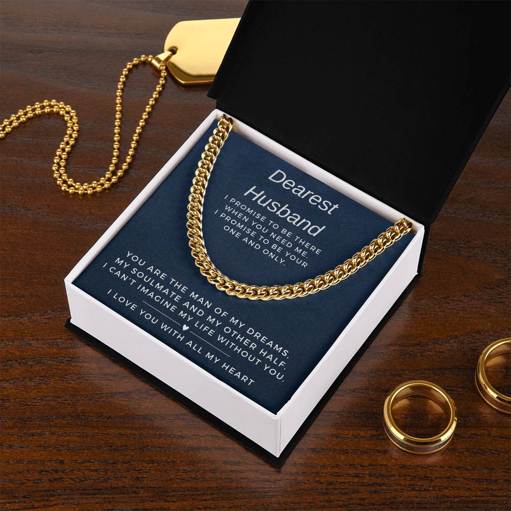 Dearest Husband Cuban Link Chain Necklace for Men-[product type]