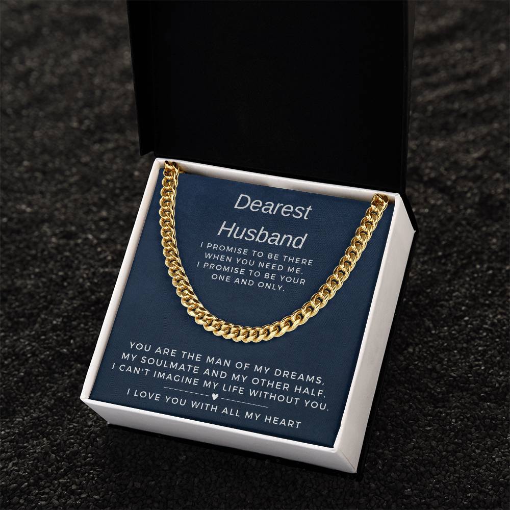 Dearest Husband Cuban Link Chain Necklace for Men-[product type]