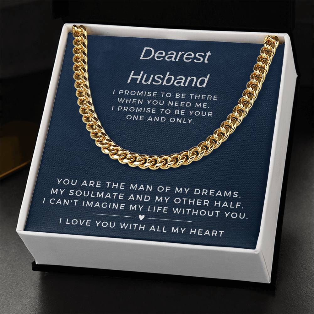 Dearest Husband Cuban Link Chain Necklace for Men-[product type]