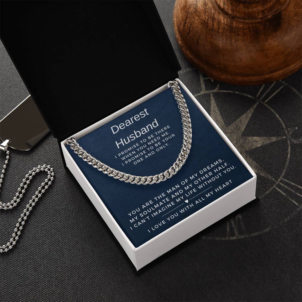 Dearest Husband Cuban Link Chain Necklace for Men-[product type]