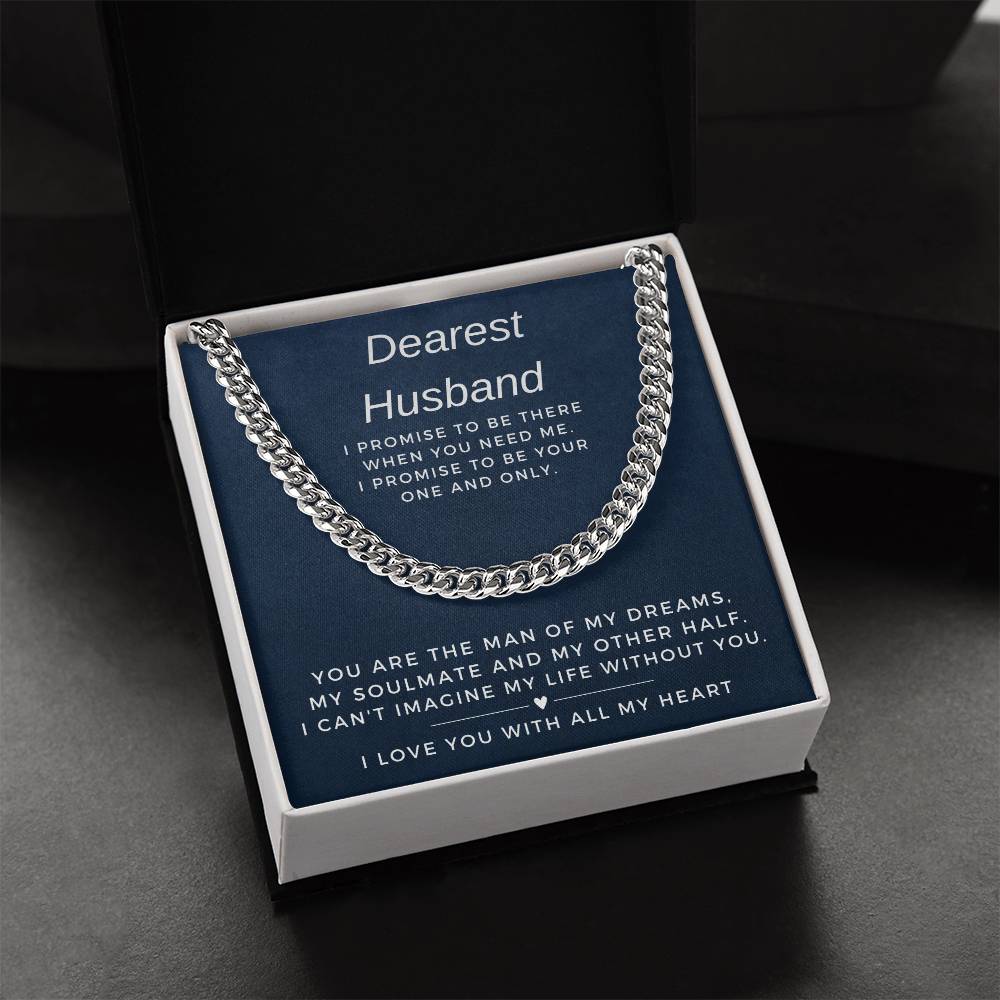 Dearest Husband Cuban Link Chain Necklace for Men-[product type]