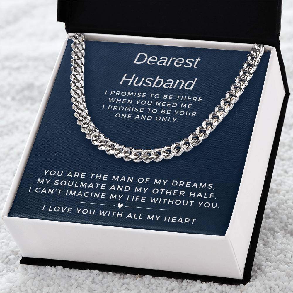 Dearest Husband Cuban Link Chain Necklace for Men-[product type]