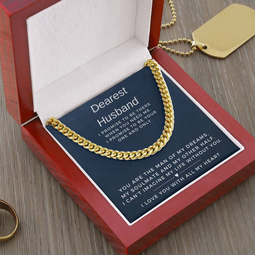 Dearest Husband Cuban Link Chain Necklace for Men-[product type]