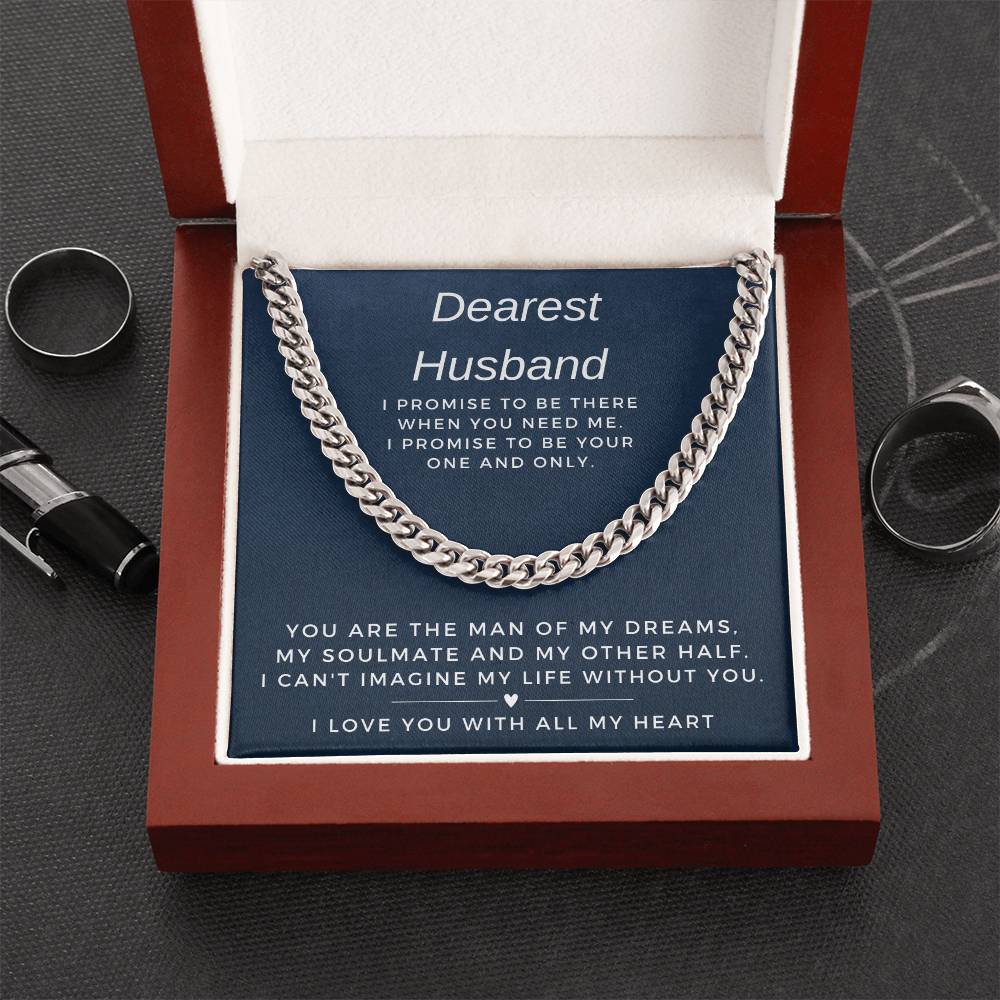 Dearest Husband Cuban Link Chain Necklace for Men-[product type]