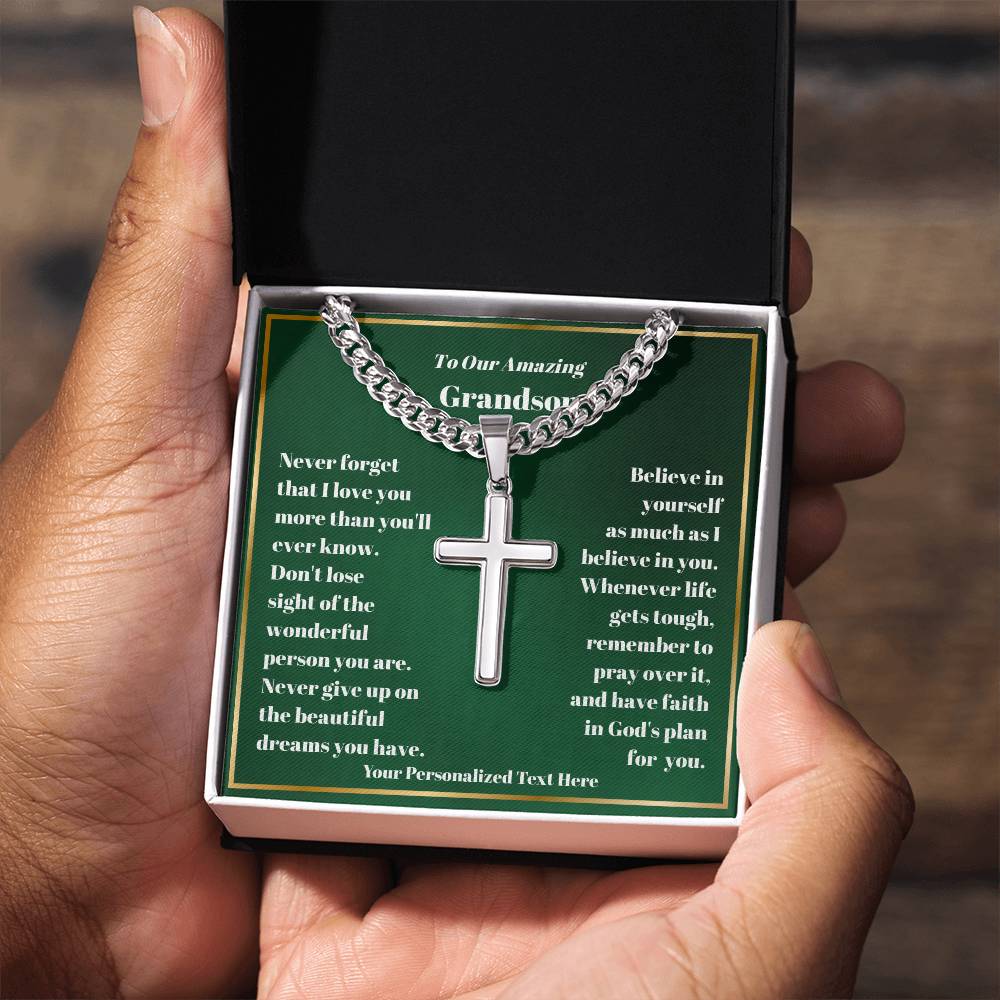 Engraved Cross Necklace with Personalized Card-[product type]