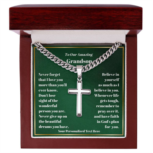 Engraved Cross Necklace with Personalized Card-[product type]