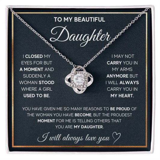 To My Daughter Proud Love Knot Necklace-[product type]