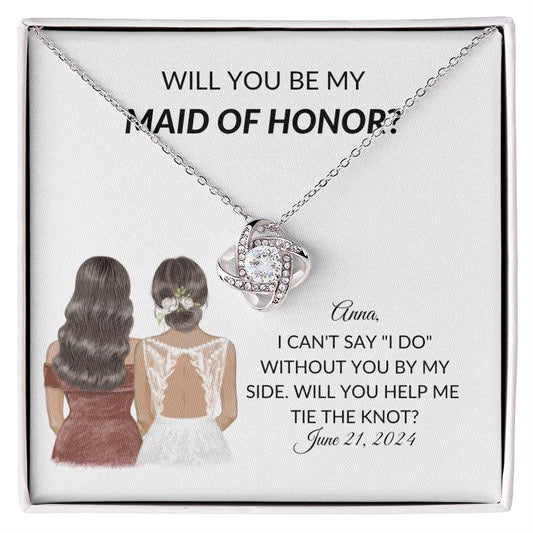 Personalized Maid of Honor Proposal Card Necklace Gift-[product type]