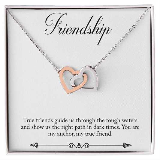 Friendship interlocking hearts necklace