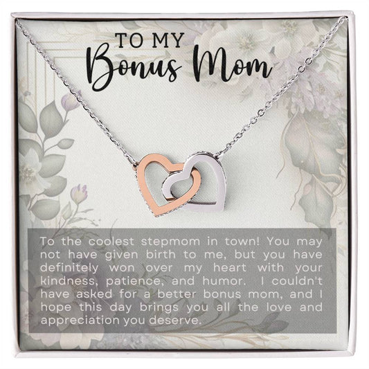 Bonus Mom Interlocking Hearts Necklace-[product type]