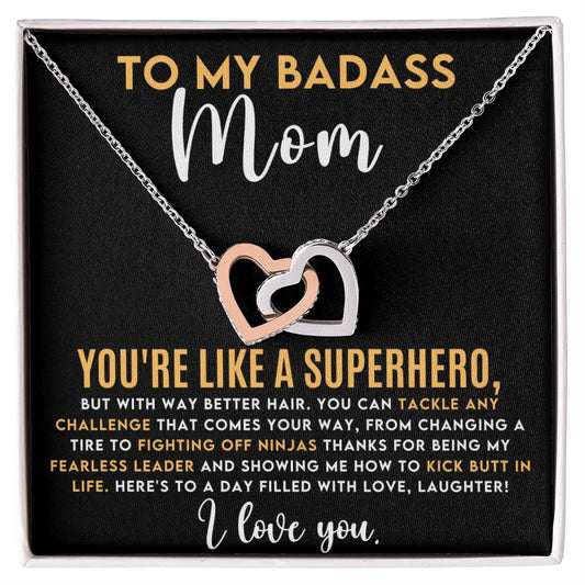 Badass Mom Interlocking Hearts Necklace-[product type]