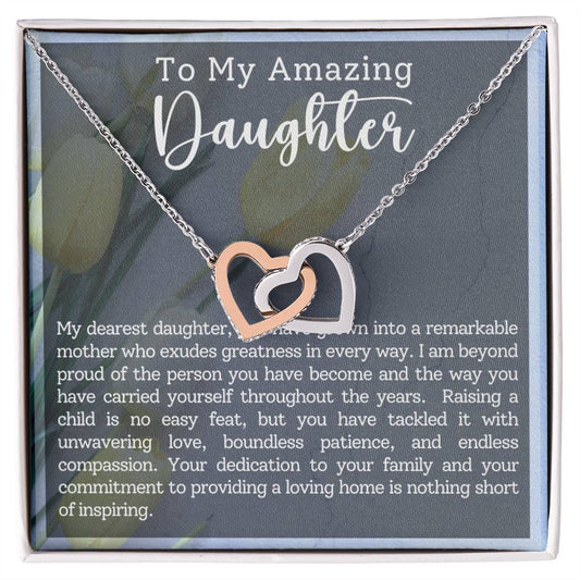 Daughter Motherhood Interlocking Hearts Necklace-[product type]