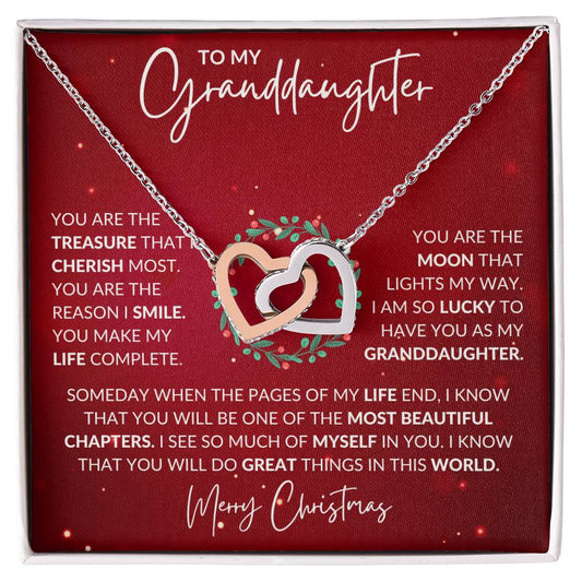 Granddaughter Christmas Interlocking Hearts Necklace Gift-[product type]