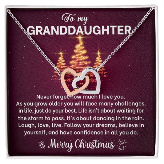 Merry Christmas Granddaughter Joined Hearts Necklace Gift-[product type]