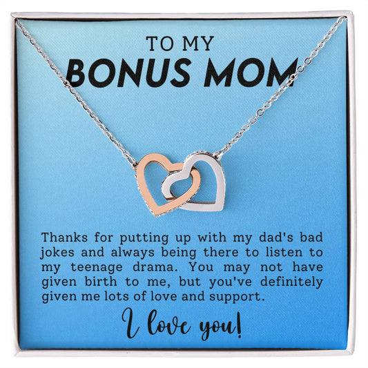 Bonus Mom Humerous Interlocking Hearts Necklace-[product type]