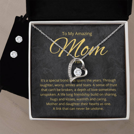 amazing momwife white background Heart Necklace and Earring Set-[product type]