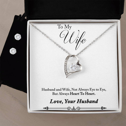 Wife Heart to Heart Heart Necklace and Earring Set-[product type]