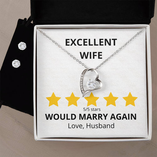 5 star review Wife Heart Necklace and Earring Set-Jewelry